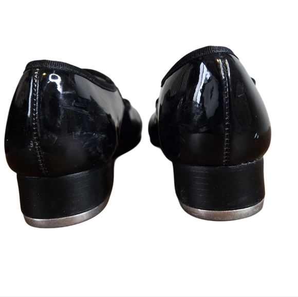 Capezio Tele Tone Tap Dance Shoes Women Size 8 W Black Patent Vegan Leather - Picture 6 of 9